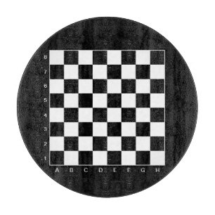 Round glass chess cutting board for kitchen