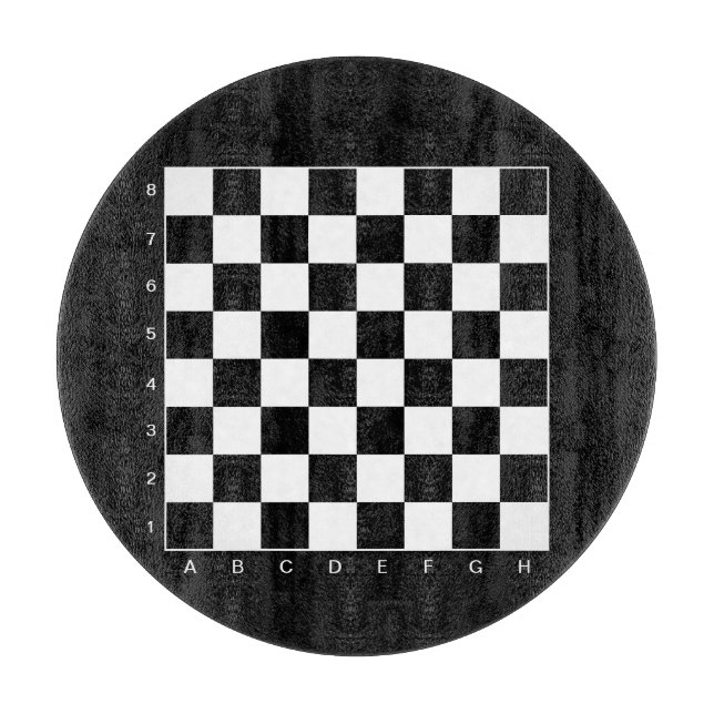 Round glass chess cutting board for kitchen (Front)