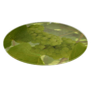 Round glass cutting board, green vineyard cutting board