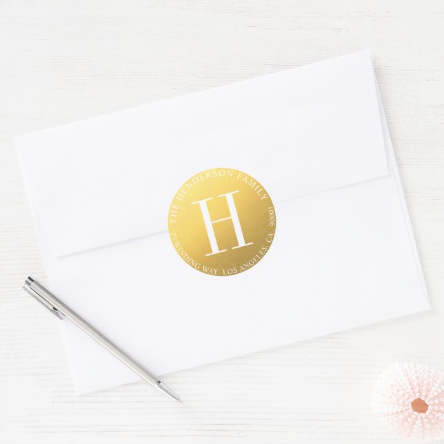 Round Gold Monogram Wedding Envelope Seals (Envelope)