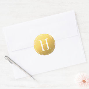 Round Gold Monogram Wedding Envelope Seals