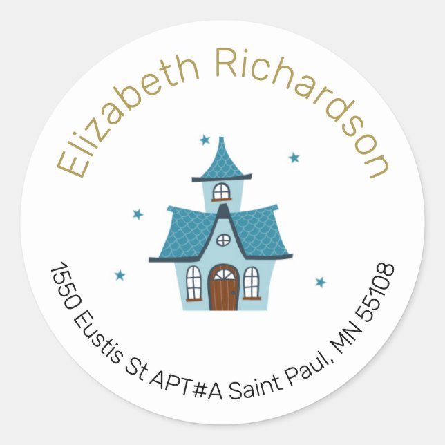 Round Gold Text Return Address Labels (Front)