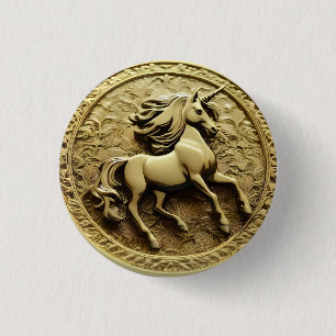 Round Gold Unicorn Coin, 3 Cm Round Badge