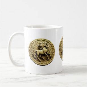 Round Gold Unicorn Coin,  Coffee Mug