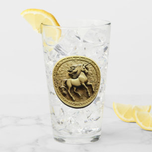 Round Gold Unicorn Coin, Tote Bag Glass