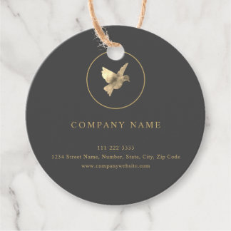 Round Gold Watercolor Pigeon Logo Tag