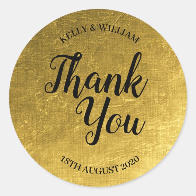 Round gold wedding sticker (Front)