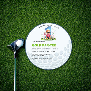 Round Golf Ball "Hole in One" 1st Birthday Invitation