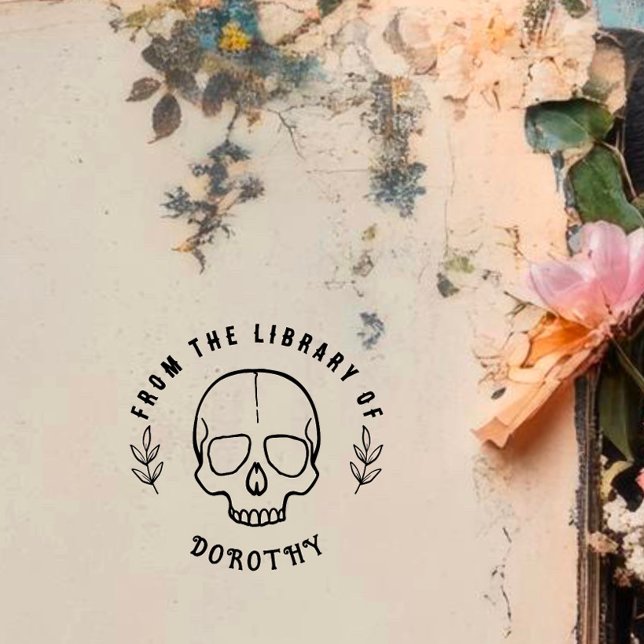 Round Gothic Skull Custom Book Rubber Stamp (Creator Uploaded)