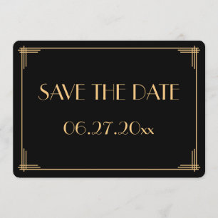 Round Great Gatsby Art Deco Wedding Save The Date Invitation