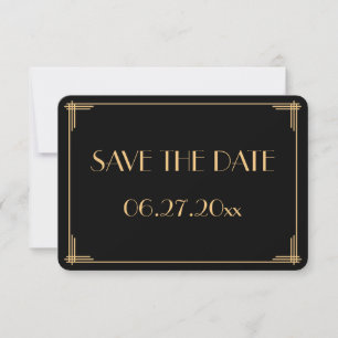 Round Great Gatsby Art Deco Wedding Save The Dates Invitation