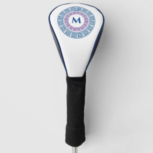 Round Greek Key Custom Monogram Golf Head Cover