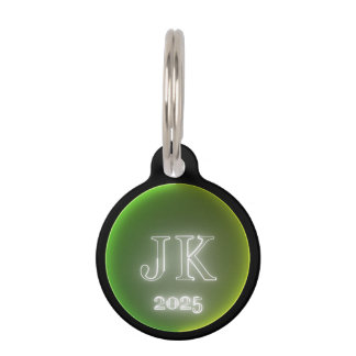 Round Green Yellow Pet Tag
