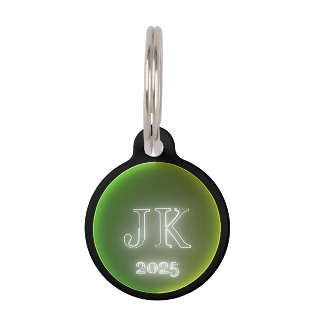 Round Green Yellow Pet Tag (Front)