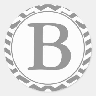 Round Grey Chevrons Envelope Seal with Monogram