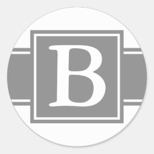 Round Grey Envelope Seals with Monogram