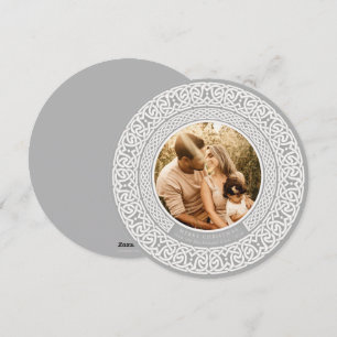 Round Grey + Off White Celtic Holiday Photo Card