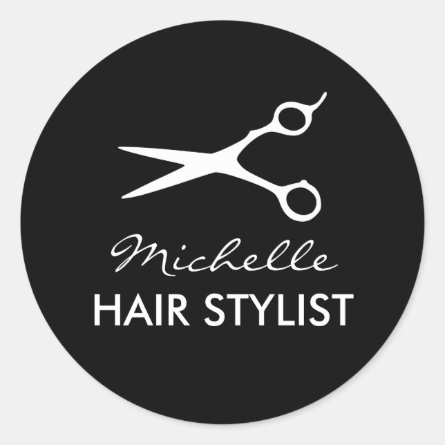 Round hairdresser stickers for hair stylist (Front)