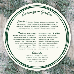 Round Hand Draw Retro Green Handwritting Wedding Menu
