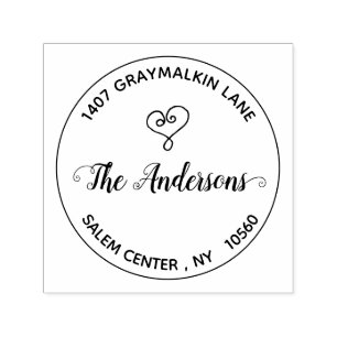 Round Handwritten Heart Custom Return Address Self-inking Stamp