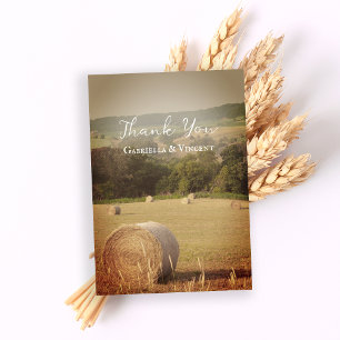Round Hay Bales Farm Wedding Thank You Card