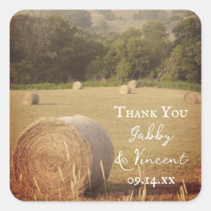 Round Hay Bales Farm Wedding Thank You Favour Tag
