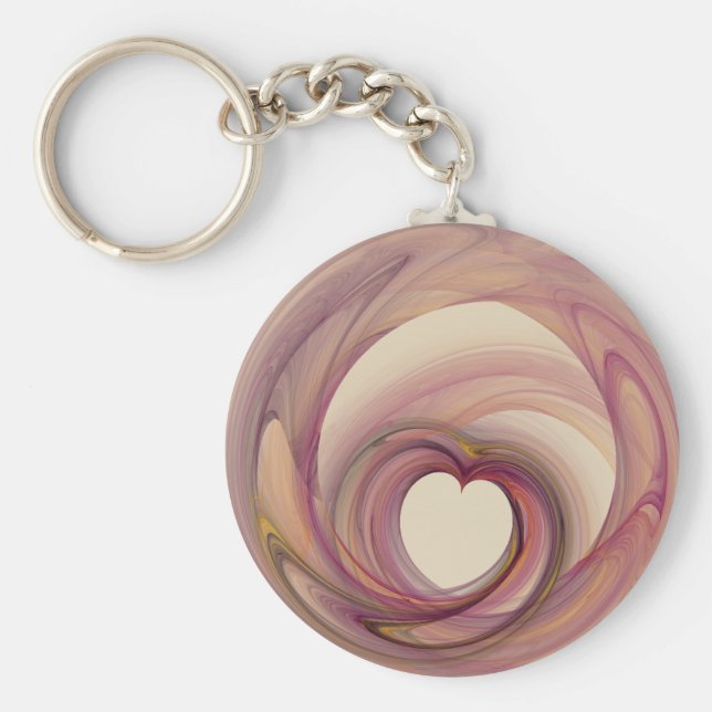 Round Heart Fractal Key Ring (Front)