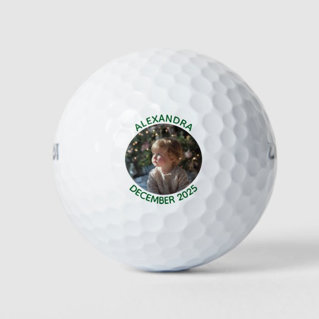 Round Holiday Family Photo Golf Balls (Front)