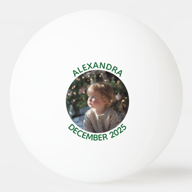 Round Holiday Family Photo Ping Pong Ball (Front)