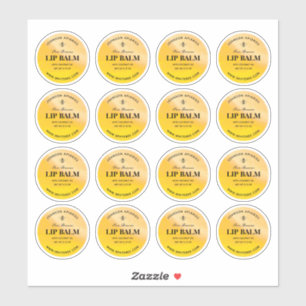 Round Honey Bee Lip Beeswax Balm Labels