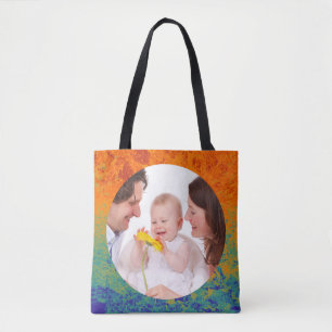 Round in Square Frame splatter 4 + your photo Tote Bag