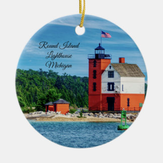 Round Island Lighthouse Ceramic Tree Decoration