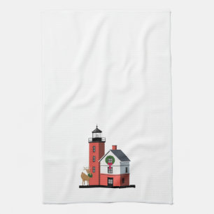 Round Island Lighthouse Christmas Towel
