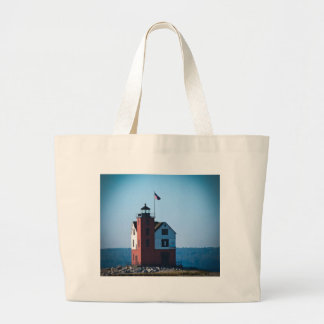 Round Island Lighthouse Large Tote Bag