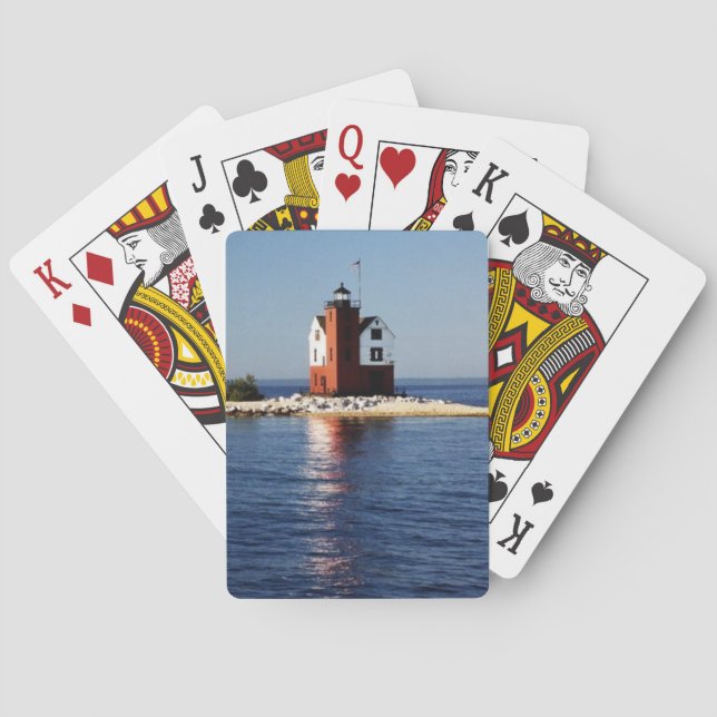 Round Island Lighthouse Mackinac Island Playing Cards (Back)