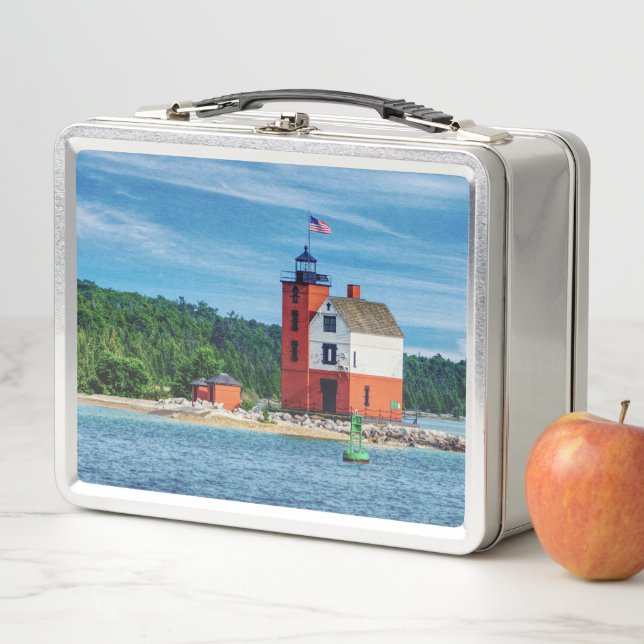 Round Island Lighthouse Metal Lunch Box (In Situ)
