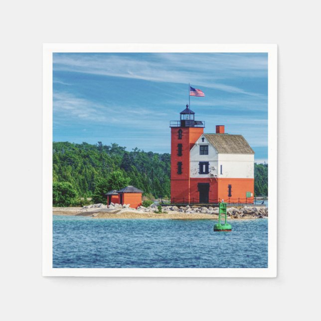 Round Island Lighthouse Napkin (Front)