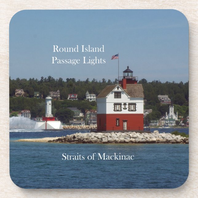 Round Island Passage Light 6 plastic coasters (Front)