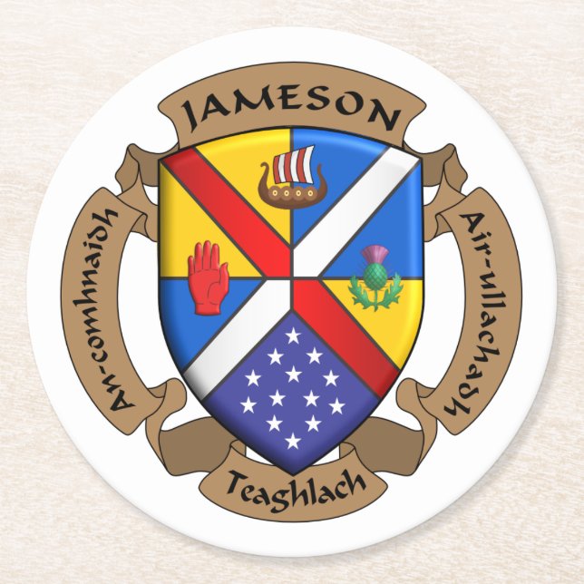 Round JamFam Coster- 4 Round Paper Coaster (Front)