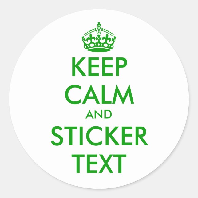 Round Keep Calm Stickers in green | personalizable (Front)