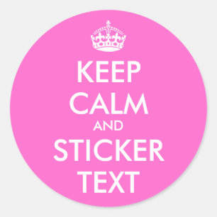 Round Keep Calm Stickers Personalizable pink