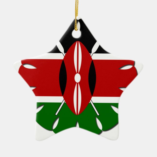 Round Kenyan Motif: A National Symbol Ceramic Tree Decoration (Front)