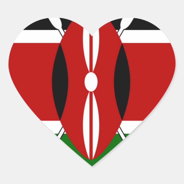 Round Kenyan Motif: A National Symbol Heart Sticker (Front)