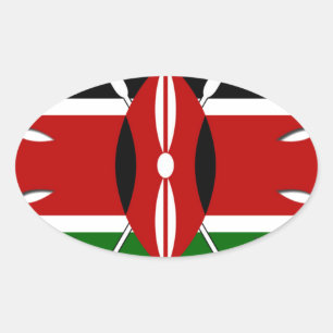 Round Kenyan Motif: A National Symbol Oval Sticker