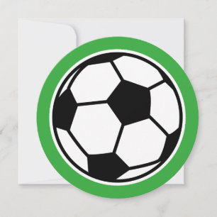 Round kids soccer Birthday party invitations