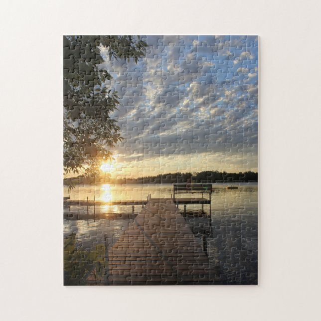 Round Lake Sunrise one the Dock Puzzle (Vertical)