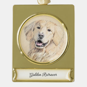 round-large gold plated banner ornament