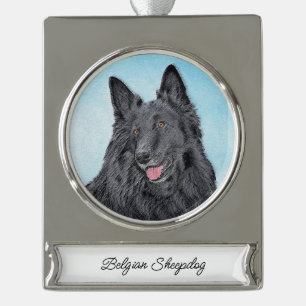 round-large silver plated banner ornament