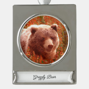 round-large silver plated banner ornament