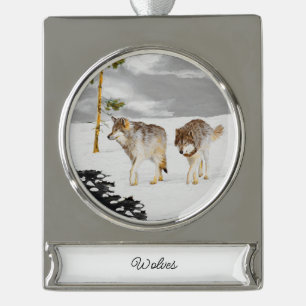 round-large silver plated banner ornament
